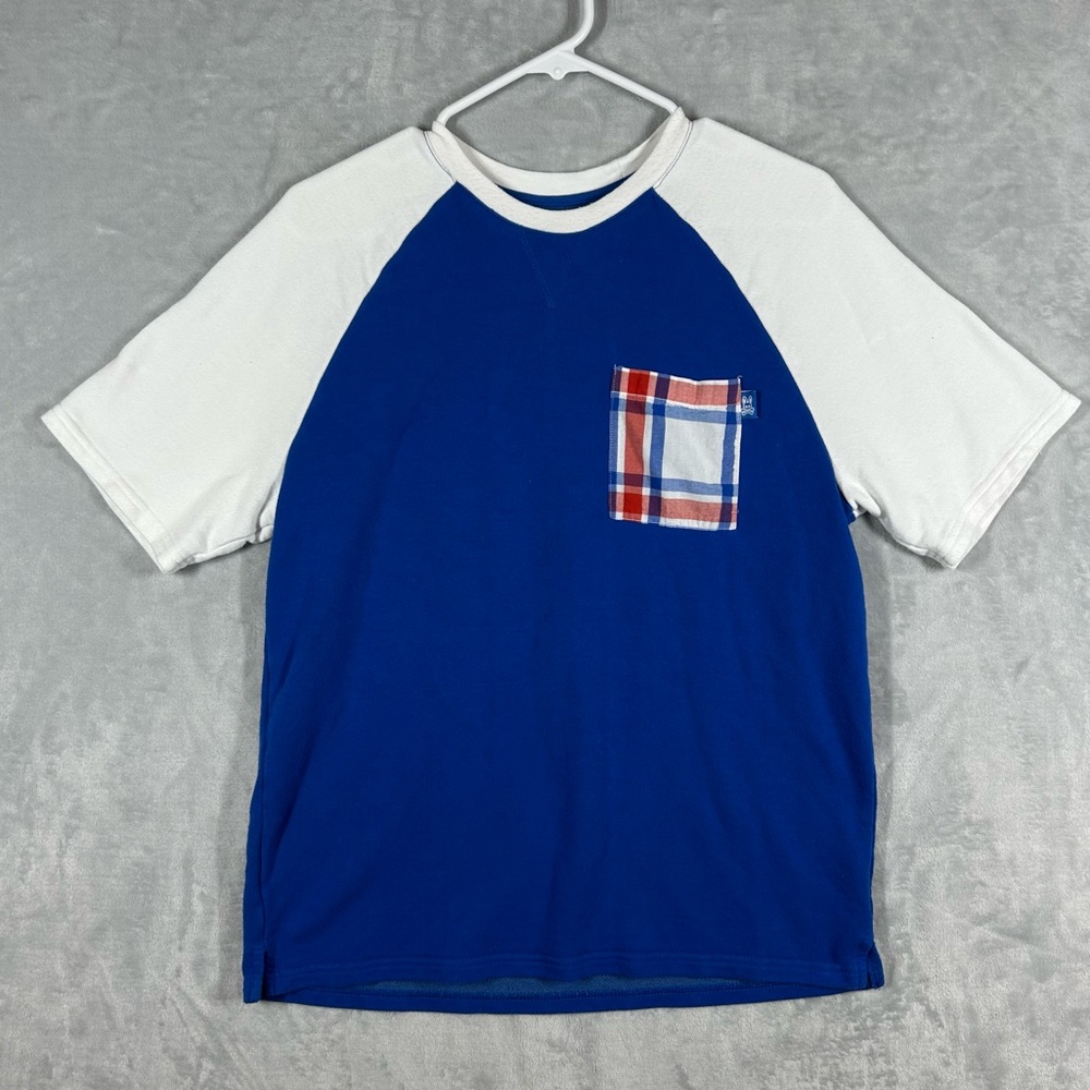 Psycho Bunny Blue White Festival Colorblock Raglan Shirt Mens Size Medium